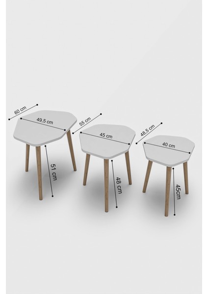 Zigon Sehpa 3'lü Trio Krem fiyatları