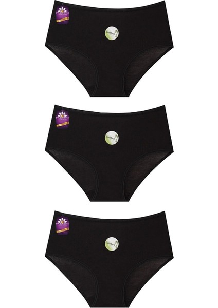 3'lü Bambu Yüksek Bel Yumuşaksı Doku Külot