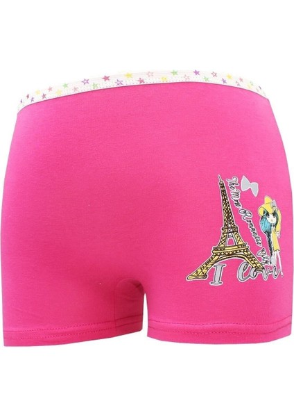 Kız Çocuk Karışık Renk Pamuklu Baskılı 6 Adet Şort Külot