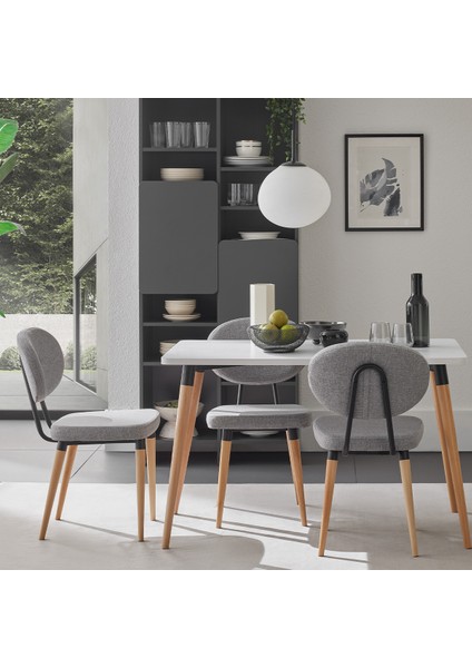 Palladio Mutfak Masası, Naturel Ahşap Ayaklı - Beyaz fiyatları