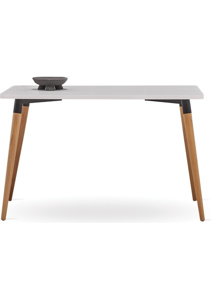 Palladio Mutfak Masası, Naturel Ahşap Ayaklı - Beyaz