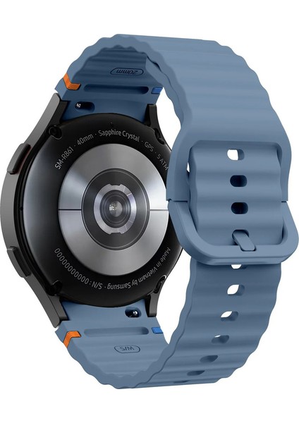 Samsung Galaxy Watch 4 5 6 7 Fe Classic Turuncu Mavi Dalga Desen Silikon Kordon 40/42/43/44/46/47MM
