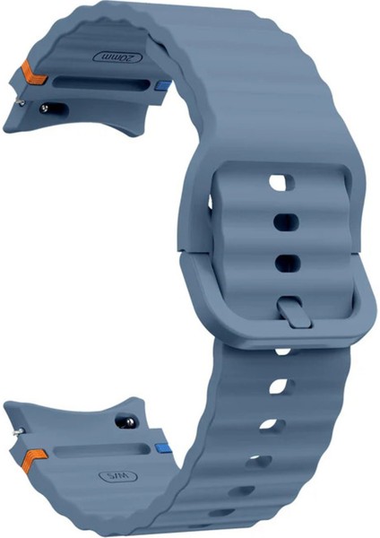 Samsung Galaxy Watch 4 5 6 7 Fe Classic Turuncu Mavi Dalga Desen Silikon Kordon 40/42/43/44/46/47MM modelleri