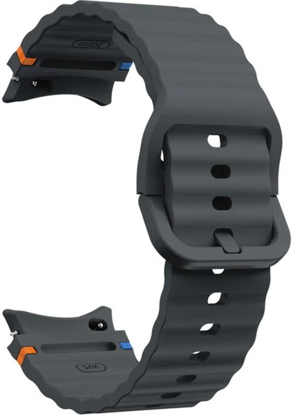 Samsung Galaxy Watch 4 5 6 7 Fe Classic Turuncu Mavi Dalga Desen Silikon Kordon 40/42/43/44/46/47MM