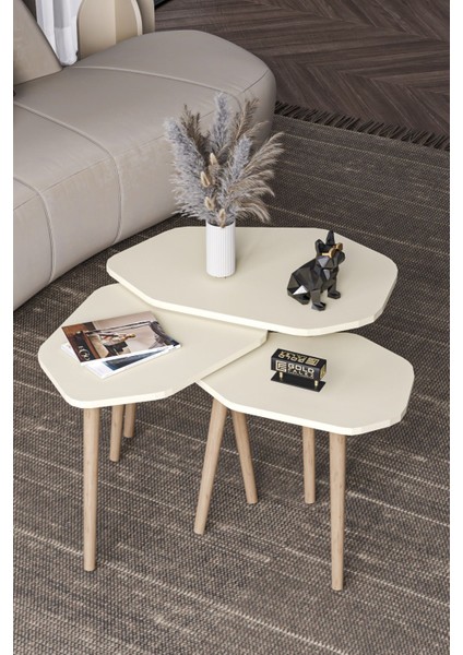 Zigon Sehpa 3'lü Trio Krem indirimleri