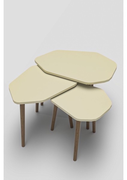 Zigon Sehpa 3'lü Trio Krem