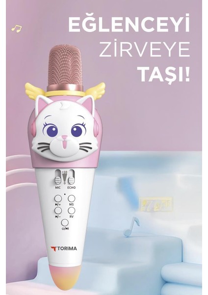 KIDMIC02 Beyaz Kedi Figürlü Şarjlı Bt Karaoke Mikrofon ve Hoparlör 5W Kablosuz Mikrofon modelleri