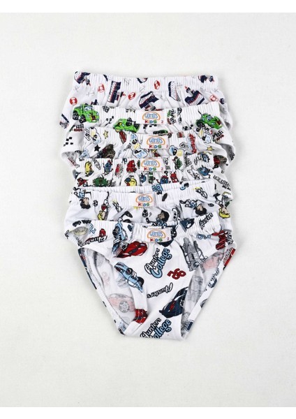 Renkli Desenli Erkek Çocuk 6 Lı Slip Külot