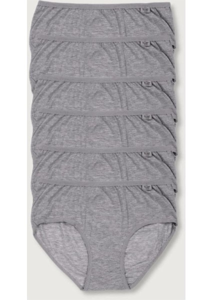 Kadın Gri 6 Adet Likralı Bato Külot