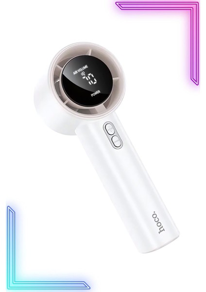 Taşınılabilir Şarjlı El Fanı - Turbo Üfleme Teknolojisi Dijital LCD 100 Kademe Vantilatör Masaüstü Fan HX63