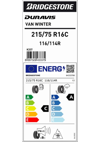 Bridgestne 215/75 R16C 116/114R Duravıs Van Wınter Oto Kış Lastiği (Üretim Yılı:2025) fiyatları