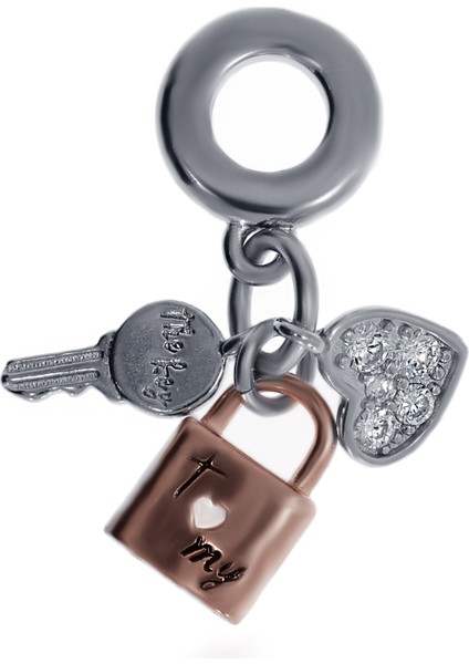 Kadın Kalbimin Anahtarı Temalı Gümüş Charm