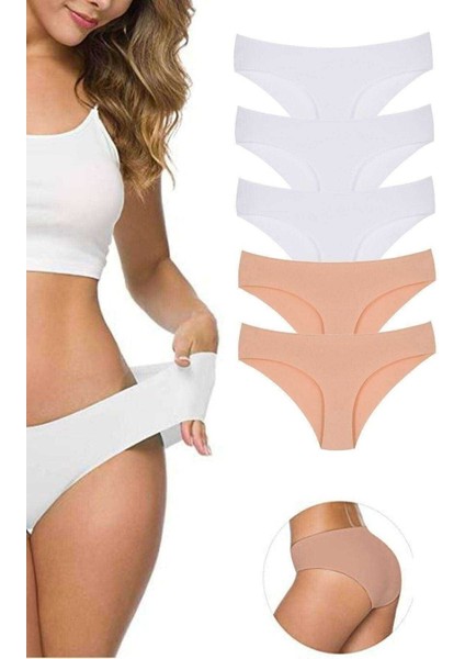 Kadın Lazer Kesim Dikişsiz Esnek Iz Yapmayan Toparlayıcı 5'li 5 Adet Külot