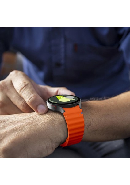 Samsung Galaxy Watch 4 5 6 7 Fe Classic Turuncu Mavi Dalga Desen Silikon Kordon 40/42/43/44/46/47MM