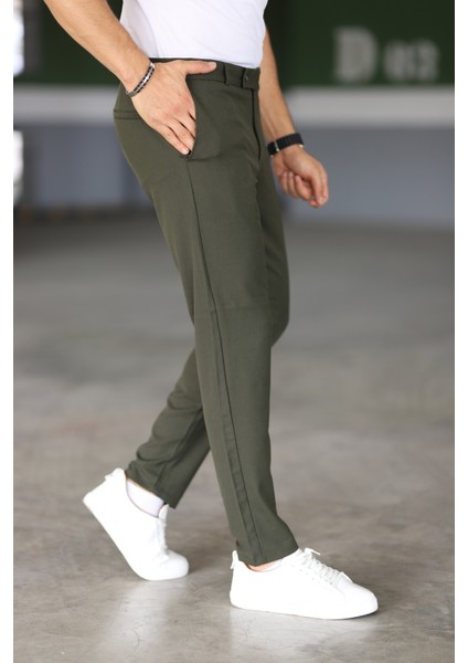Erkek Haki Renk Italyan Kesim Slimfit Kumaş Pantolon modelleri