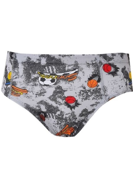 12LI Erkek Çocuk Renkli Desen Baskılı Slip Külot Iç Çamaşırı