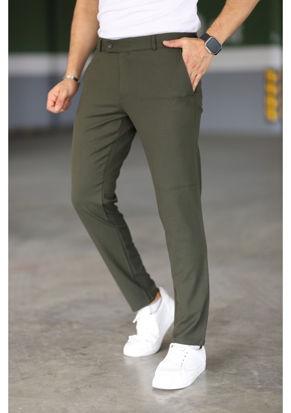 Erkek Haki Renk Italyan Kesim Slimfit Kumaş Pantolon fırsatları