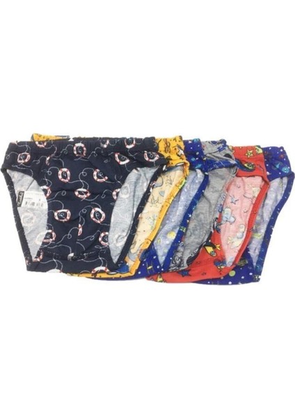 Erkek Çocuk Desenli 6 Lı Paket Slip Külot