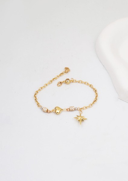 Kalbimin Yıldızı 14 Ayar Altın Pandora Bileklik modelleri