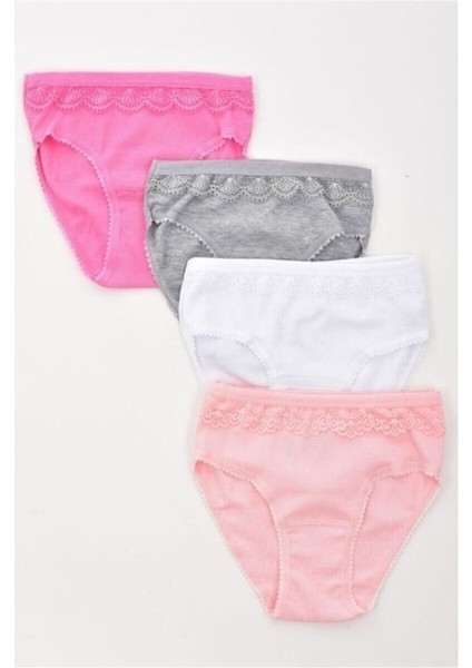 Kız Çocuk Pembe 6'lı Dantelli Slip Külot Pamuk