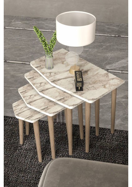 Zigon Sehpa 4'lü Ahşap Ayak Elya Efes