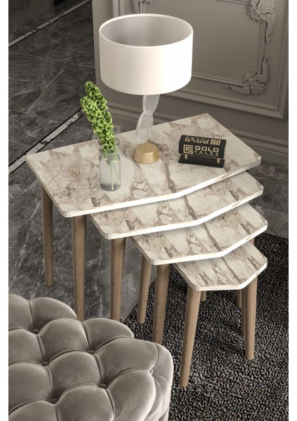 Zigon Sehpa 4'lü Ahşap Ayak Elya Efes indirimleri