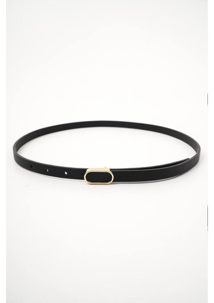 Kadın Siyah 1.5 cm Deri Pimli Kemer