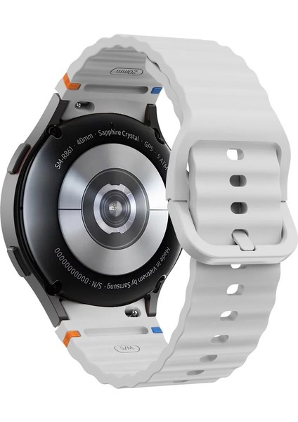Samsung Galaxy Watch 4 5 6 7 Fe Classic Turuncu Mavi Dalga Desen Silikon Kordon 40/42/43/44/46/47MM