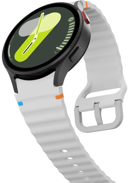 Samsung Galaxy Watch 4 5 6 7 Fe Classic Turuncu Mavi Dalga Desen Silikon Kordon 40/42/43/44/46/47MM modelleri
