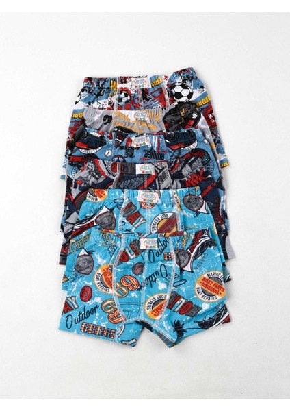 Renkli Desenli Erkek Çocuk 6 Lı Boxer