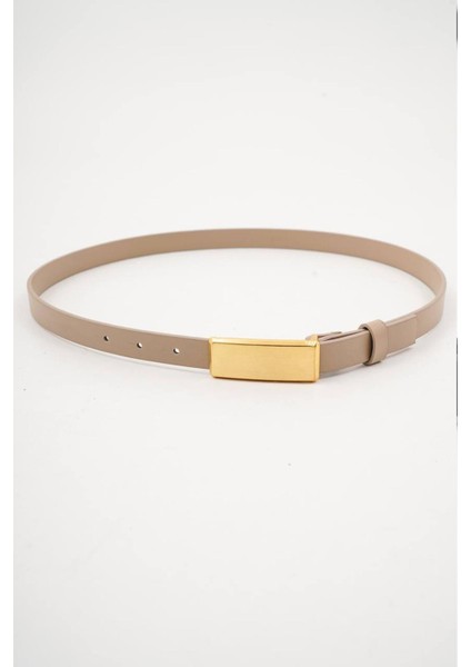 Kadın Bej 2 cm Kare Light Kemer