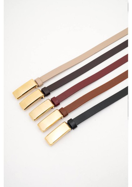 Kadın Siyah 2 cm Kare Light Kemer modelleri