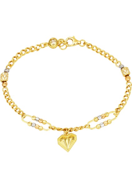 Kalp Zinciri 14 Ayar Altın Bileklik