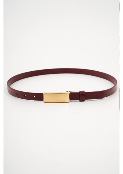 Kadın Bordo 2 cm Kare Light Kemer