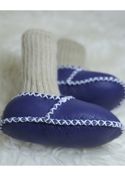 Bebek Unisex Organik Kuzu Derisi Ilk Adım Ayakkabısı Çoraplı Panduf Patik Buz Mor modelleri