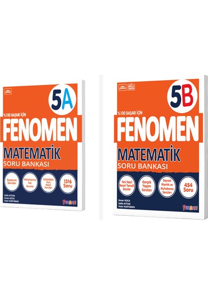 Fenomen 5. Sınıf Matematik A + B Soru Bankası Seti 2 Kitap Fenome