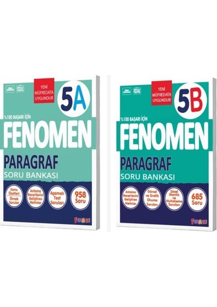 Fenomen 5. Sınıf Paragraf A + B Soru Bankası Seti 2 Kitap Fenomen