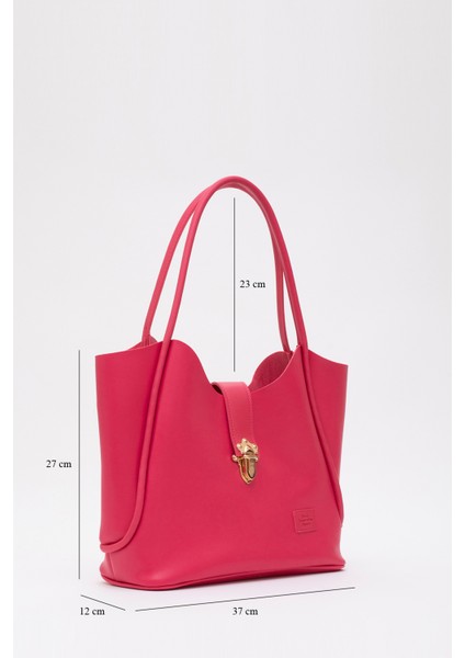 Fuşya SHK126 Suni Deri Kilit Detaylı Makyaj Çantalı El,kol ve Omuz Çantası fiyatları