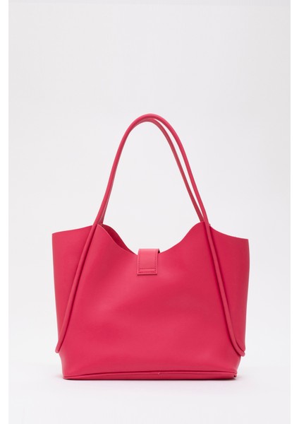 Fuşya SHK126 Suni Deri Kilit Detaylı Makyaj Çantalı El,kol ve Omuz Çantası fırsatları