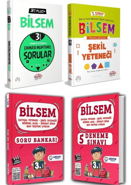 3. Bilsem Jet Plus Soru Bankası Şekil Yeteneği ve Deneme Seti 4 Kitap modelleri