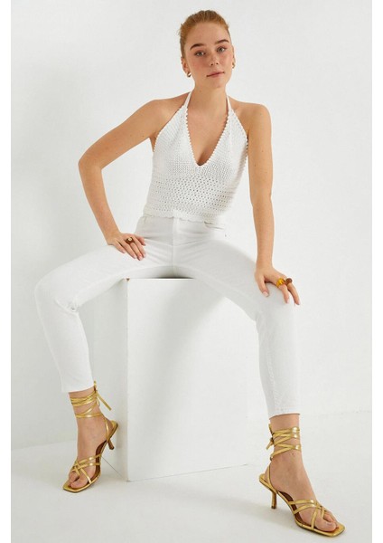 Kadın Beyaz Dar Paça Skinny Pantolon