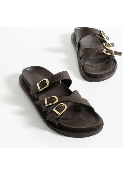 Fiona Kadın Düz Taban Toka Detaylı Konforlu Şık Tasarım Terlik - Sandalet modelleri