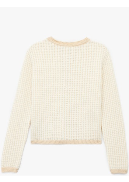 Düğmeli Cep Detaylı Minimal Desenli Uzun Kollu Bisiklet Yaka Triko Hırka fiyatları