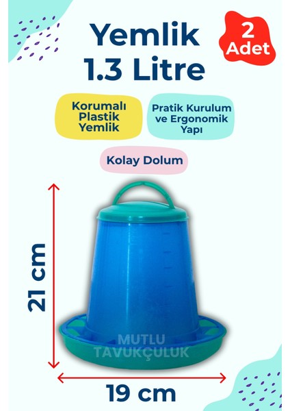 2 Adet Civciv Başlangıç Yemlik 1.3 Litre Kapasite Keklik Güvercin Bıldırcın Muhabbet Kuşu Yemliği fiyatları
