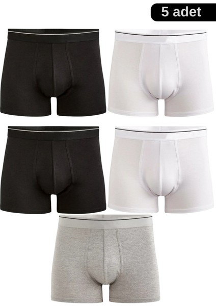 Erkek Likralı Pamuklu Boxer Özel Hijyenik Ambalajlı 5'li Paket