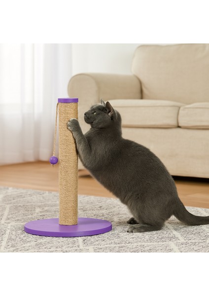 Orchid – Doğal Ahşap 50 cm Renkli Kapaklı Jüt Kedi Tırmalama Direği