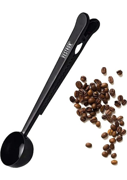 Klipsli Kahve Ölçü Kaşığı Siyah (PL) Black Çok Fonksiyonlu Kaşık