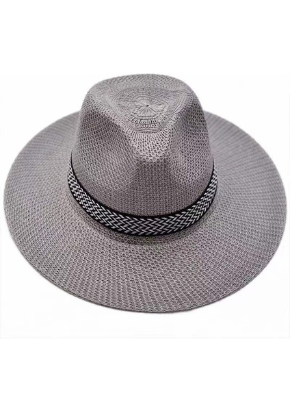 Şapka Erkek Yaz Güneş Şapkası Erkek Dokuma Hasır Şapka Açık Büyük Siperlik Güneşlik Rahat Moda Tüm Maç Şapka Yaz (Yurt Dışından)