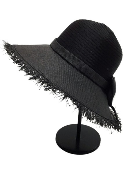 Yeni Stil Dikişli Hasır Şapka Kadın Yaz Deniz Kenarı Tatil Plaj Şapkası Güneş Şapkası Anti-Ultraviyole Güneş Şapkası (Yurt Dışından)