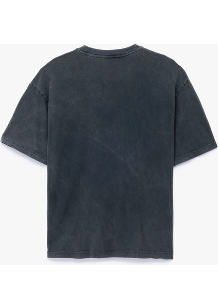 Regular Fit Kısa Kollu Bisiklet Yaka Yıkamalı Pamuklu Baskılı Tişört fiyatları